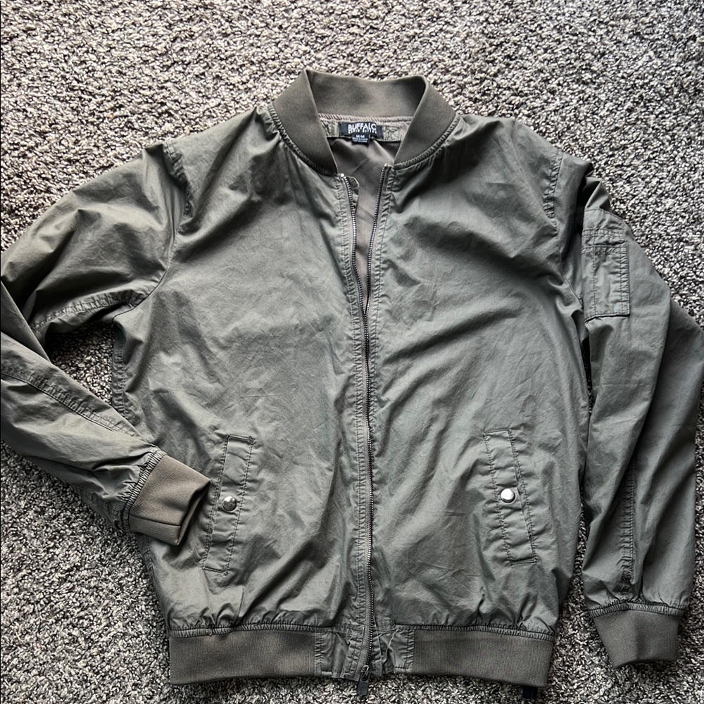 Buffalo David Bitton Olive Green Bomber Jacket